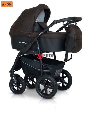☑Жива фотографія Дитяча коляска 3 в 1 Verdi Sonic Plus 08 brown / black текстиль/екошкіра