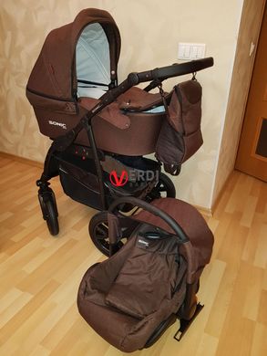 ☑Жива фотографія Дитяча коляска 3 в 1 Verdi Sonic Plus 14 brown  текстиль